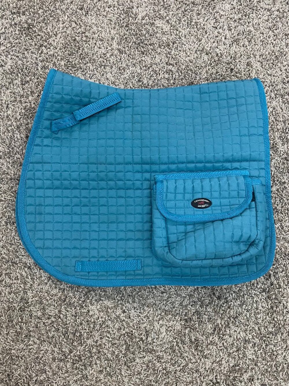 Horse English Saddle Pad with Velcro Pockets, Fleece Lined, All Purpose, Teal